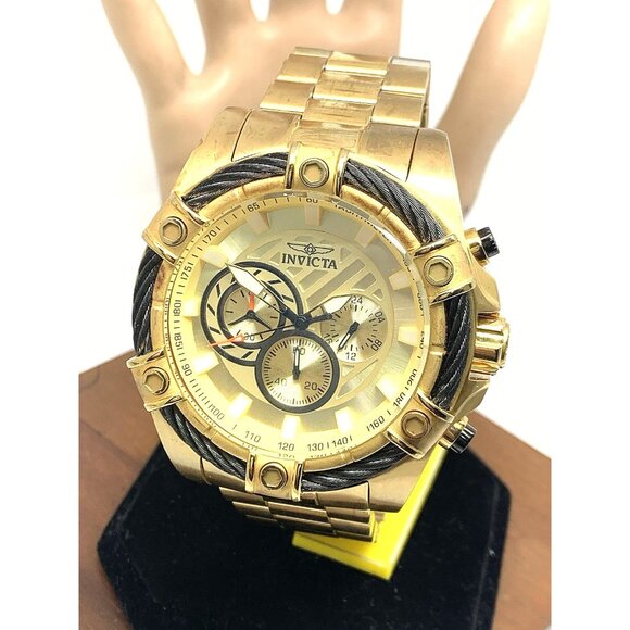Invicta Men's Watch 25515 Bolt Quartz Chronograph Diver Gold Tone Steel 52mm - Picture 1 of 15